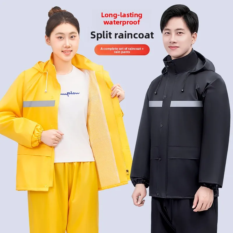 

Thiened Reflective Separate Sle Men's Raincoat And Pants Set Full Body Rain Suit for very Riders Waterproof Outdoor