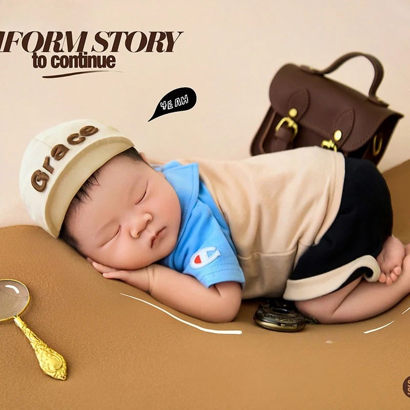 Newborn Photography Props College Student Theme with Backdrop Outfit Schoolbag Globe Books Decorations for Studio Photoshoot view 5