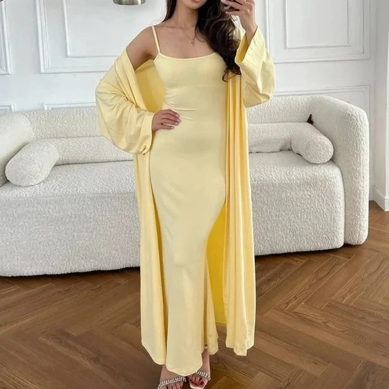 

Women's Clothing 2025 Summer New Style Temperament Long Cardigan Jacket Camisole Dress Casual Set