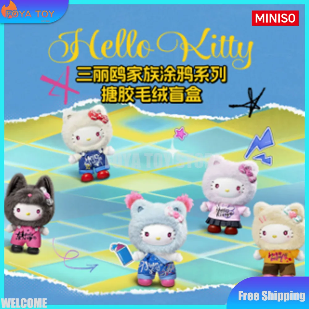 Neue Original MINISO HelloKitty Graffiti-Kunst-Serie Blind Box Vinyl-Plüsch-Anhänger Mystery Box Trendige Deko-Sammlerstücke Geburtstagsgeschenk