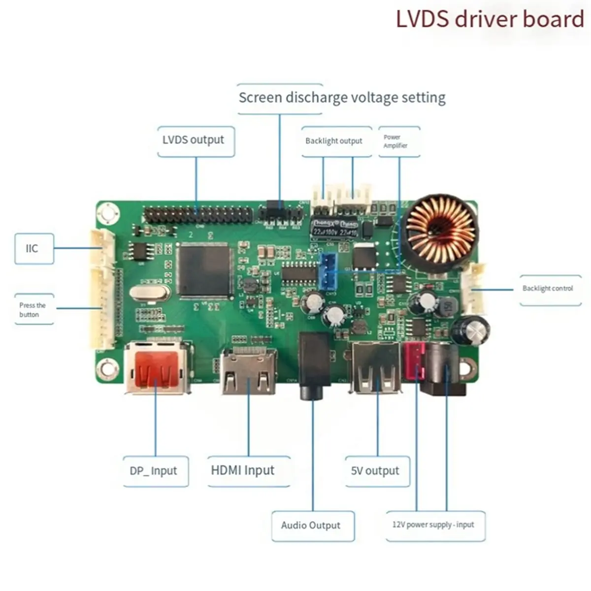 Hot-USB Headphone Charging Function 7-65 Inch LCD Screen With -Compatible DP To LVDS Driver Board Amplifier 1920X1080 Resolu