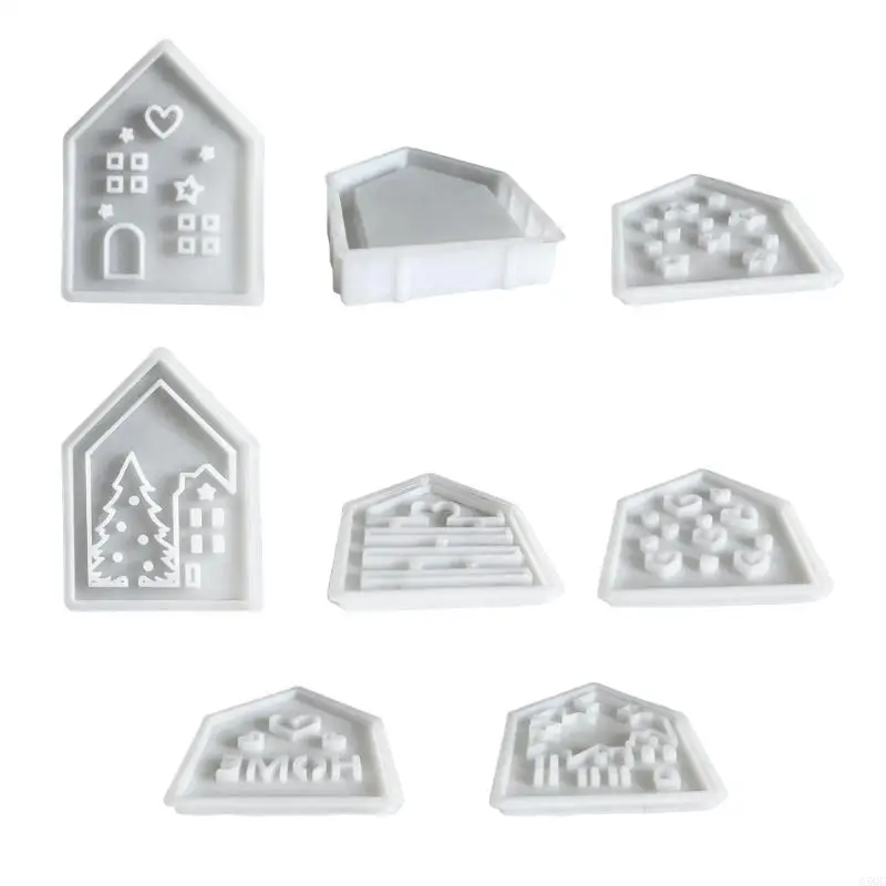 G5GC 3D House Figurine Ornament Mold Flexible Silicone Mold Home Decoration Gypsum Mould Practical Jewelry Making Tool