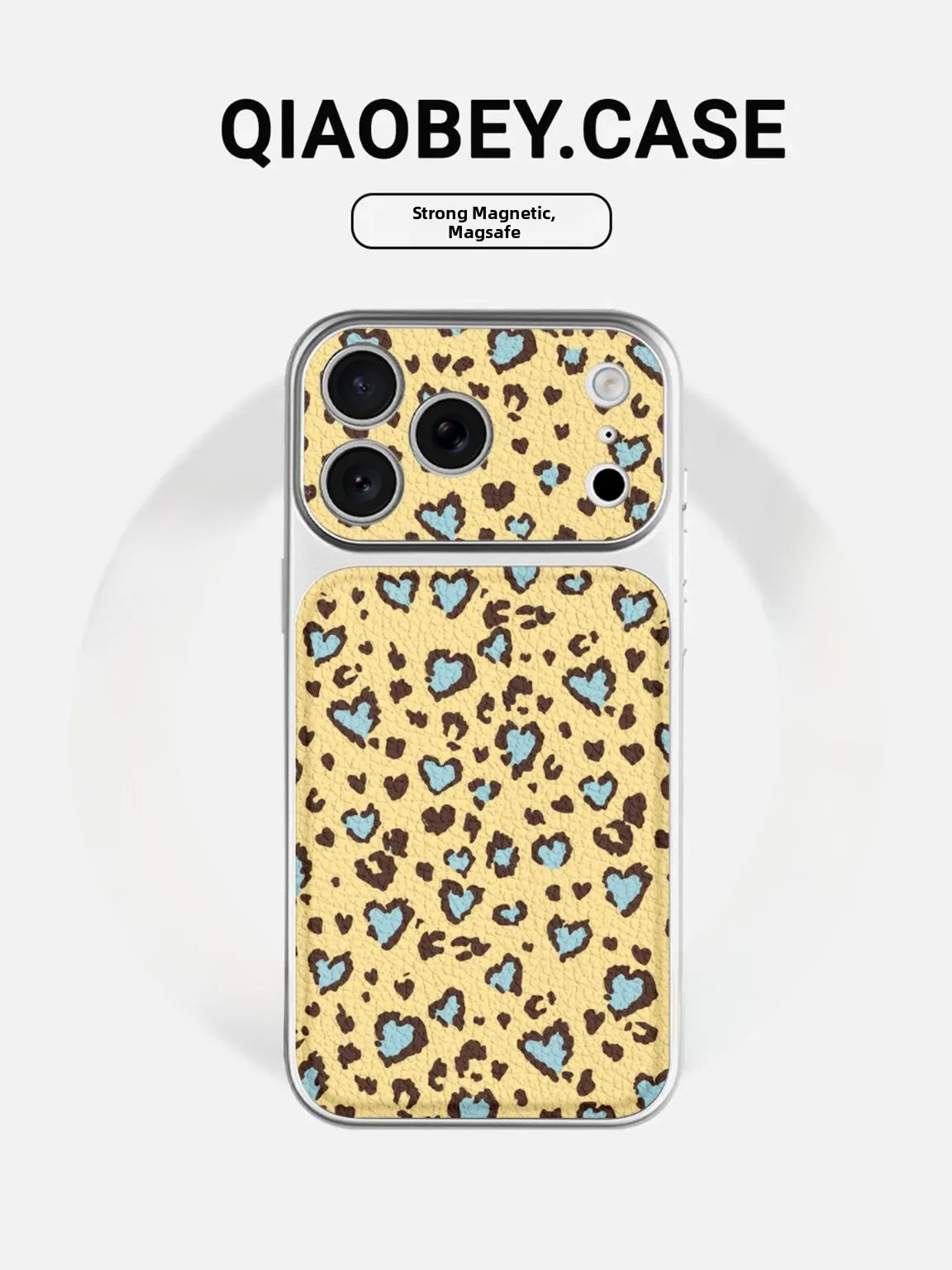 

Fog Blue Leopard Print Phone Case Instant Large View Window Compatible with iPhone 17 Cute Cartoon Design Full Lens Pro...