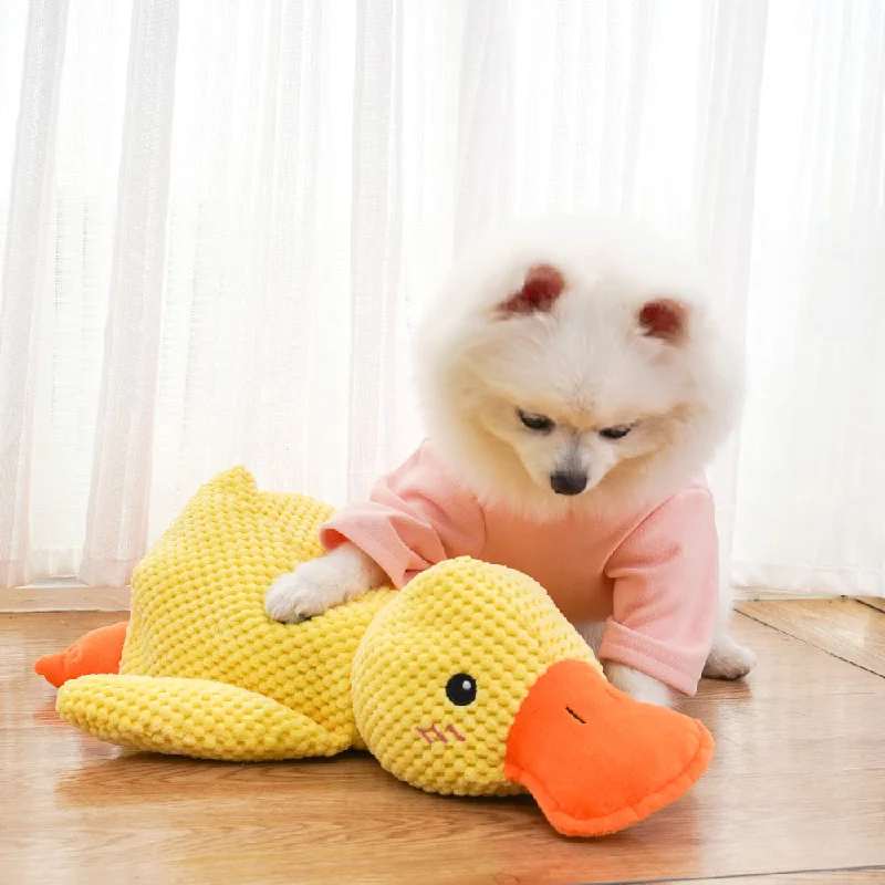 Haustier-Plüschtiere, gelbe Rush-Ente, Hundespielzeug, Plüsch, bissfest, Zahnschleifen, klingende, interaktive Corgi-Haustierprodukte – Detail 4