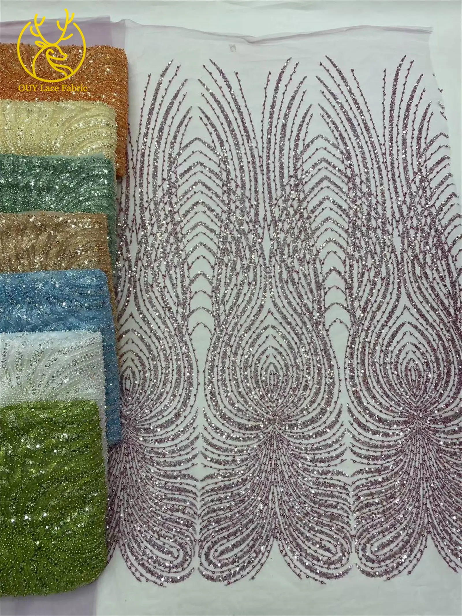 アフリカレース生地 2025 高品質ハンドメイドビーズウェディングレース生地 高級フレンチスパンコールチュール生地 パーティードレス