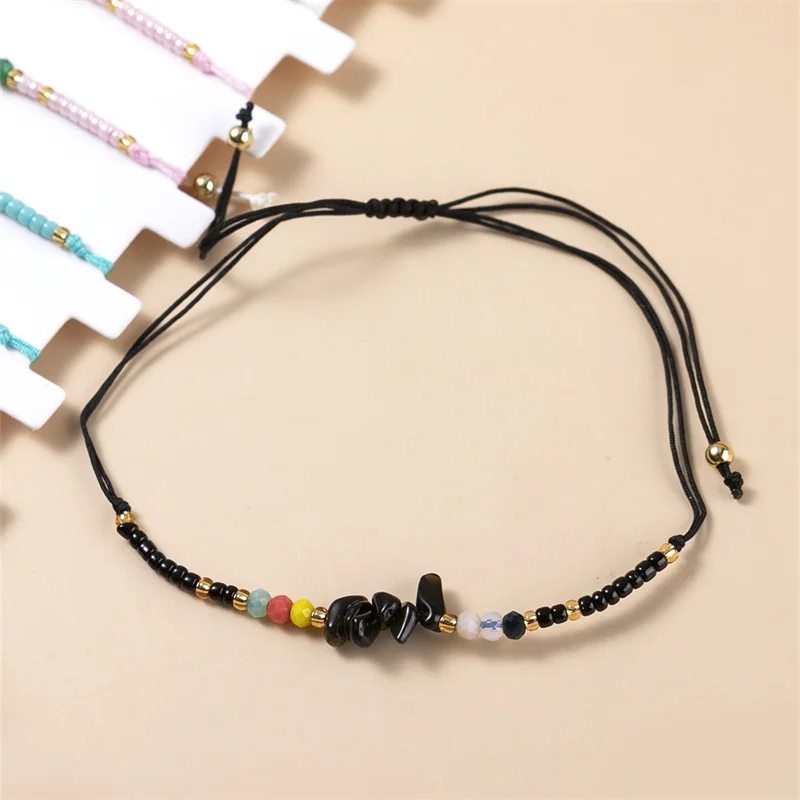 12 قطعة/الوحدة النساء الشمس الزهور حبة سحر سوار مجموعة بوهيميا حبل مضفر سلسلة قابل للتعديل اليدوية سوار خلخال مجوهرات هدية #4