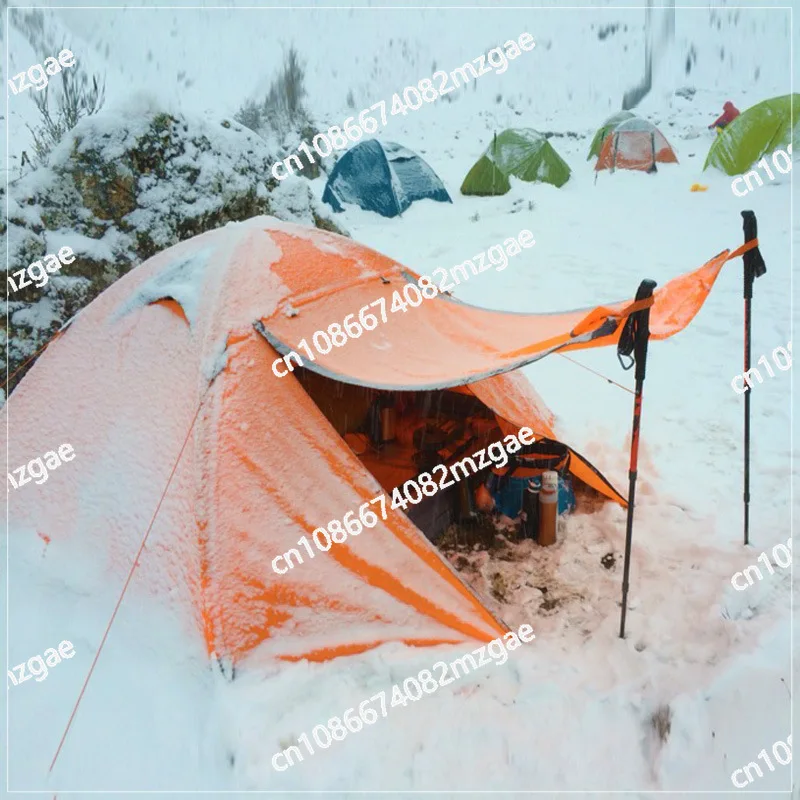 2-3Persons 4Seasons Skirt Tent Camping Outdoor Double Layers Aluminum Pole Anti Snow Travel Family Ultralight Tourist