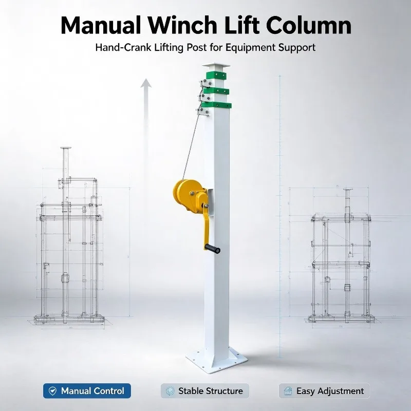 Hand Crank Lifting Mast Custom Manual Telescopic Mechanical Winch Vertical Pole For Site Installation And Equipment Support