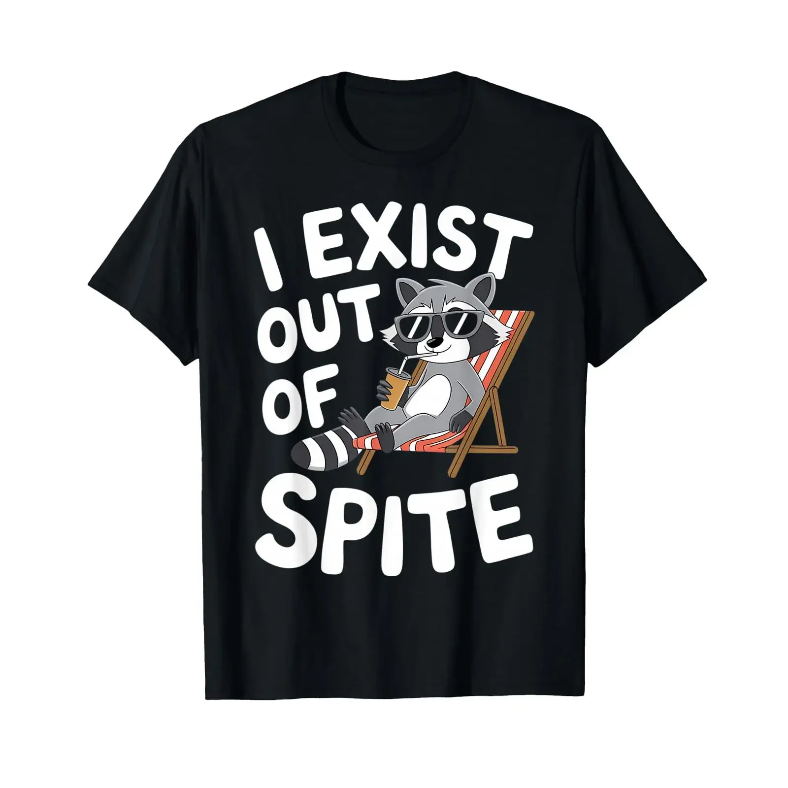 I Exist Out Of Spite Funny Raccoon T Shirt vintage Washed Breathable Slightly graphic Unisex Stretched homme Soft