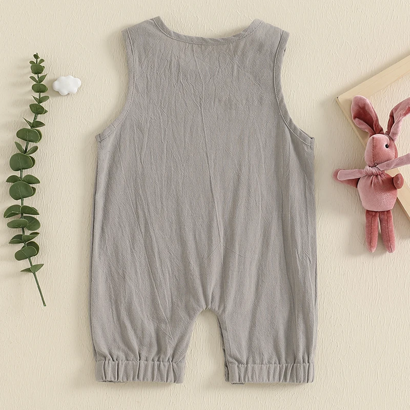 بدلة رومبير صيفية للأطفال بدون أكمام مطرزة على شكل جزرة لحديثي الولادة من البنات والأولاد ملابس لطيفة