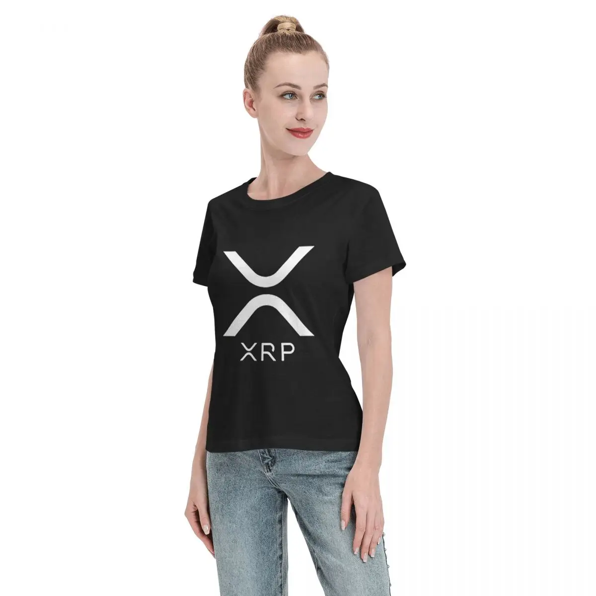 Camiseta feminina xrp-ondulação premium verão manga curta camisetas o-pescoço algodão camisetas roupas topos streetwear