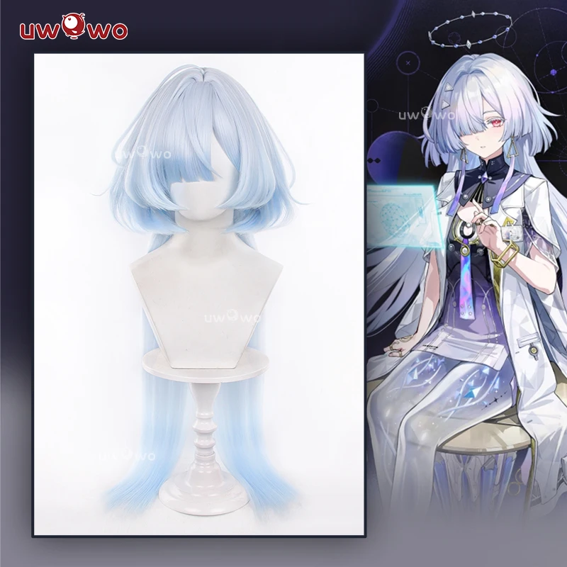 

UWOWO Mornye Wig Game Wuthering Waves WuWa Mornye Wig Long Hair Blue White Hair Halloween Wig