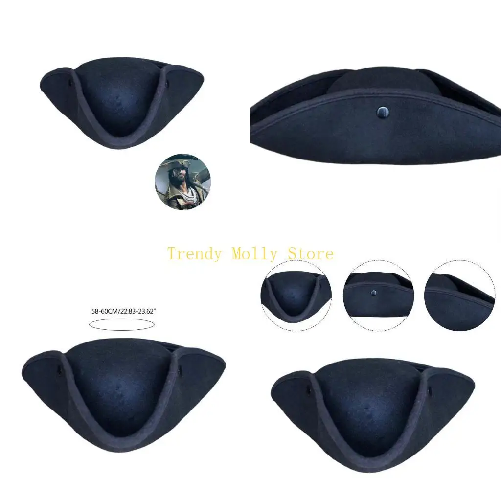 

N5KB Хэллоуин Тематическая вечеринка Треуголка Ролевая игра Пиратский костюм Шляпа Сценическая шляпа