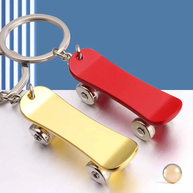 Creative Fingertip Scooter Keychains Metal Toy Skateboard Key Rings for Women Men Car Handbag Phone Case Pendant Game Souvenir