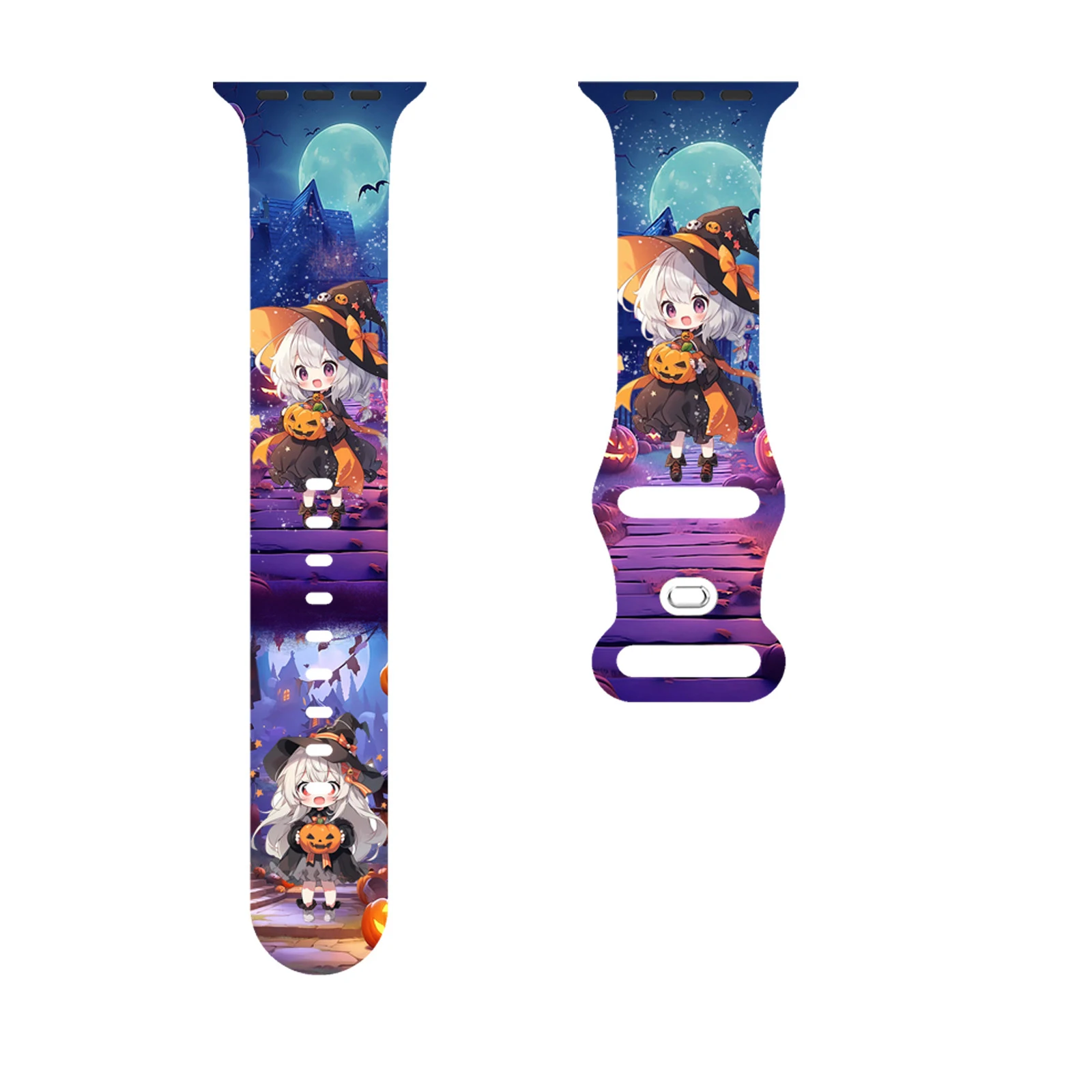 

Magic Halloween Little Witch Series Print Band for Apple Watch 11/10/9/SE, Soft Silicone Replacement Strap for 45mm/44mm/42mm