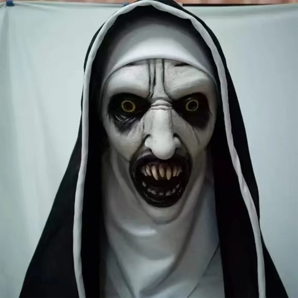 Maska zakonnicy unisex, kostium, maska horroru, cosplay dla dorosłych kobiet, straszny kostium na Halloween, rekwizyty.