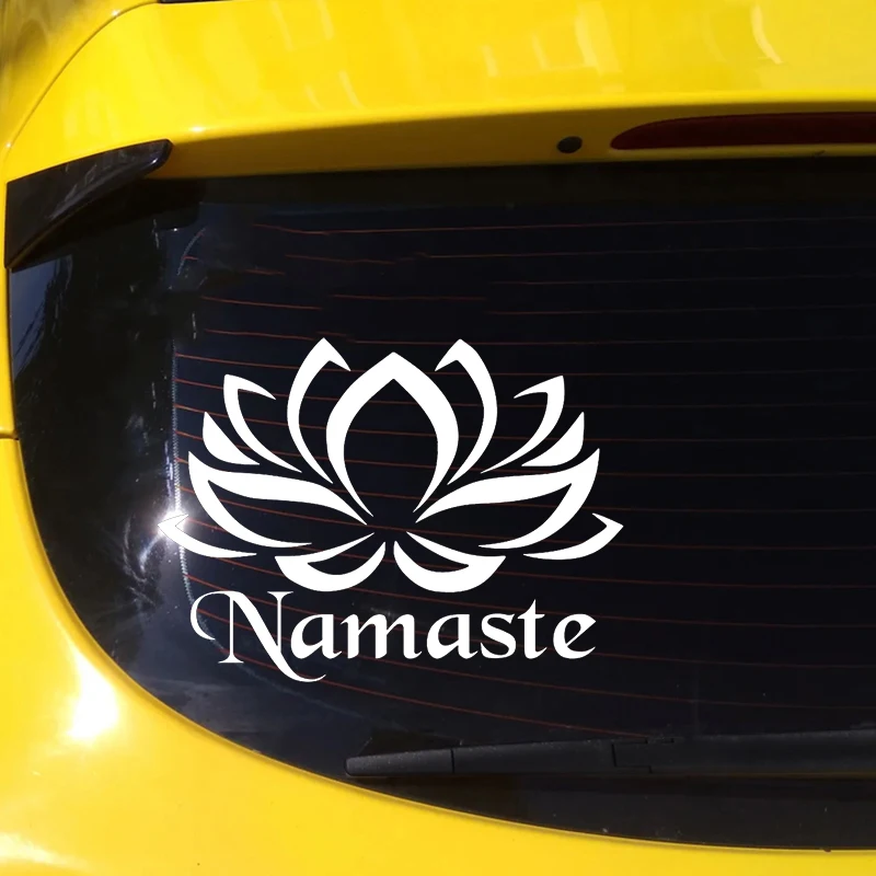 k581# 18x13cm Namaste Decal Vinyl Car Sticker Lotus Flower Yoga Floral Cars Trucks Vans Walls Laptop Waterproof Auto Decors
