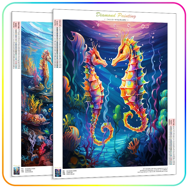 

RUOPOTY 5D Diamond Painting Kit For Adults Full Square Drill Blue Ocean Seahorse Animals Handicraft Original Gifts Family Decora