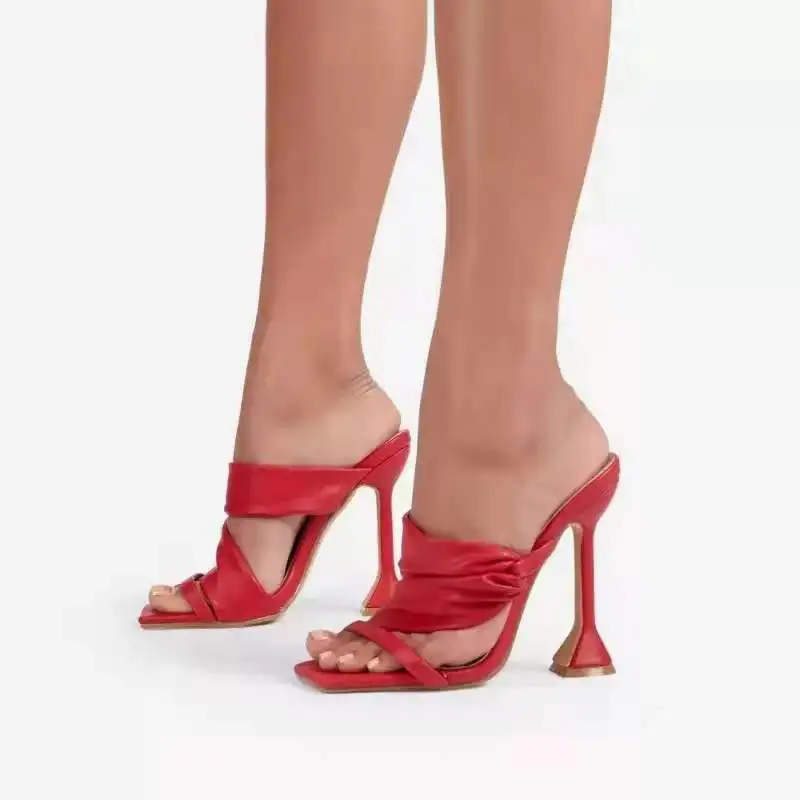 

Summer Sexy Women's Shoes New Hollow Breathable Simple High-heeled Sandals Plus Size Fashion Banquet Casual Slippers 36-43