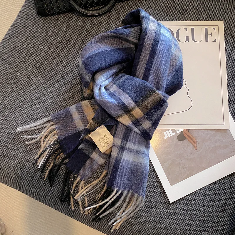 100% Wool Luxury Brands Classic England Style Women Scarf Fashion Stripe Plaid Scarves Tassel Shawls Pashmina Lady Wrap 32*180cm