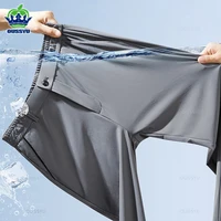 Pantalones informales de primavera y verano para hombre, pantalones elásticos ajustados con cintura elástica para correr, pantalones clásicos coreanos finos en negro y gris para hombre