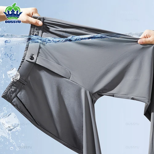 Imagen 1 del producto Pantalones informales de primavera y verano para hombre, pantalones elásticos ajustados con cintura elástica para correr, pantalones clásicos coreanos finos en negro y gris para hombre