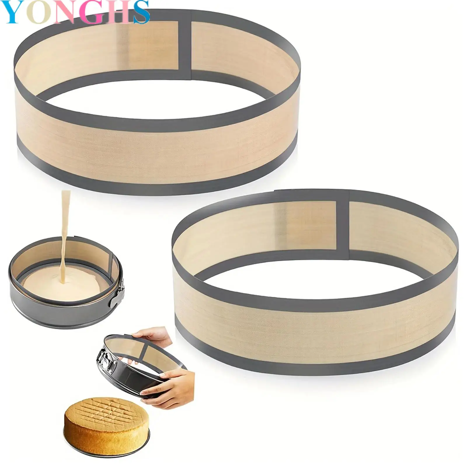 

2Pcs Silicone Round And Rectangle Baking Mat Set Prevent Cake from Sticking to Bottom And Side Easy Clean Non Sick