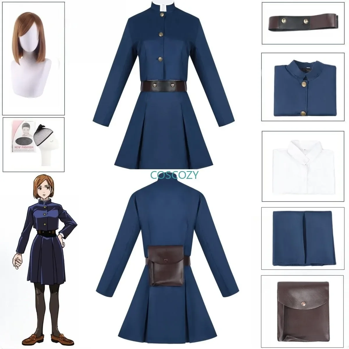 Jujutsu Kaisen Kugisaki Nobara Anime Cosplay Costume 3 Colors Uniform Waist Arms Bag Full Set Costume Top Skirt Coat Woman Suit