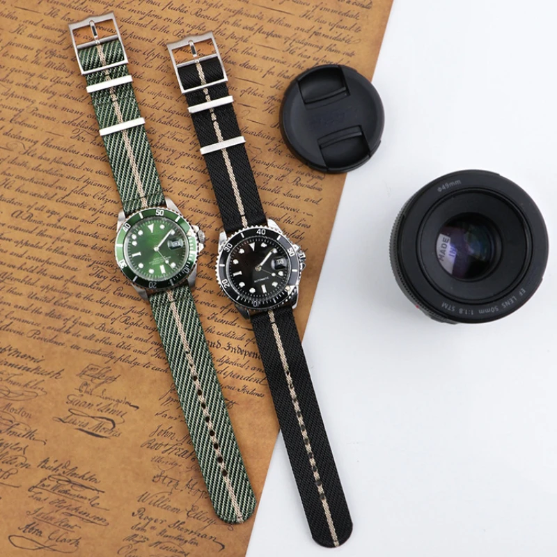 Canvas Nylon Watch Strap 20mm 22mm for OMEGA Seamater for Tudor Black Bay for Rolex Submarinaer for Samsung Galaxy for Huawei GT