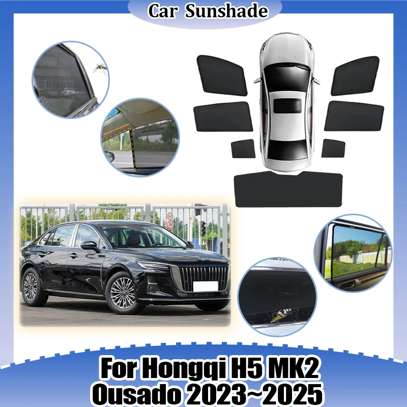 

For Hongqi H5 MK2 Ousado 2023 2024 2025 Sun Shade Breathable Heat Insulation Anti-mosquito Windshield Window Visor Accessories