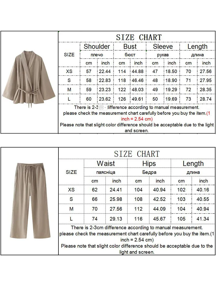 TRAF Simple Lace Up Pajama Style Pants Sets For Women 2 Pieces New Fashion Shirts Top Women\'s Suit Two Piece Set Women Outfit