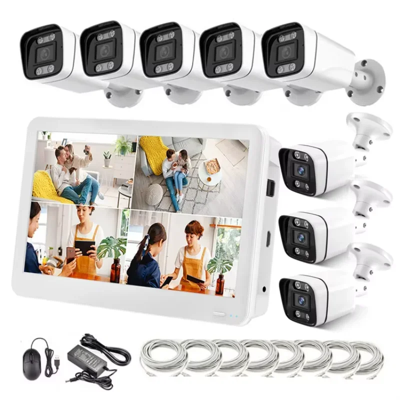 Schermo da 11,6 pollici 8CH 4K POE NVR CCTV Kit 8 telecamere 8MP Sistema di sicurezza IP 8CH esterno