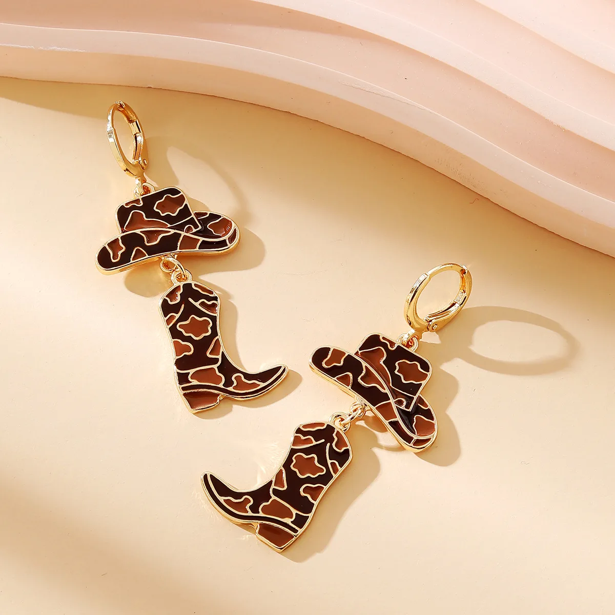 Vintage Colorful Cowboy Cowgirl Boots and Hats Drop Dangle Earrings for Women Western Punk Cool Statement Jewelry Gift