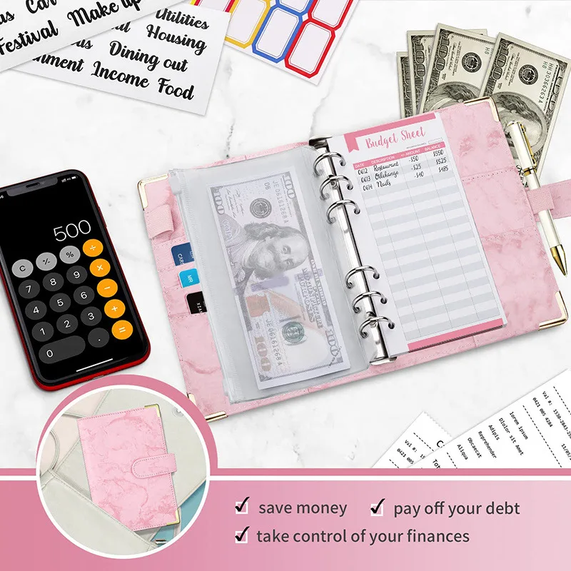 New Budget Plan Notebook A6 Cash Envelope Saving Money 6 Holes Binder for Financial Management A6 Loose-leaf Notebook Binder - view 3