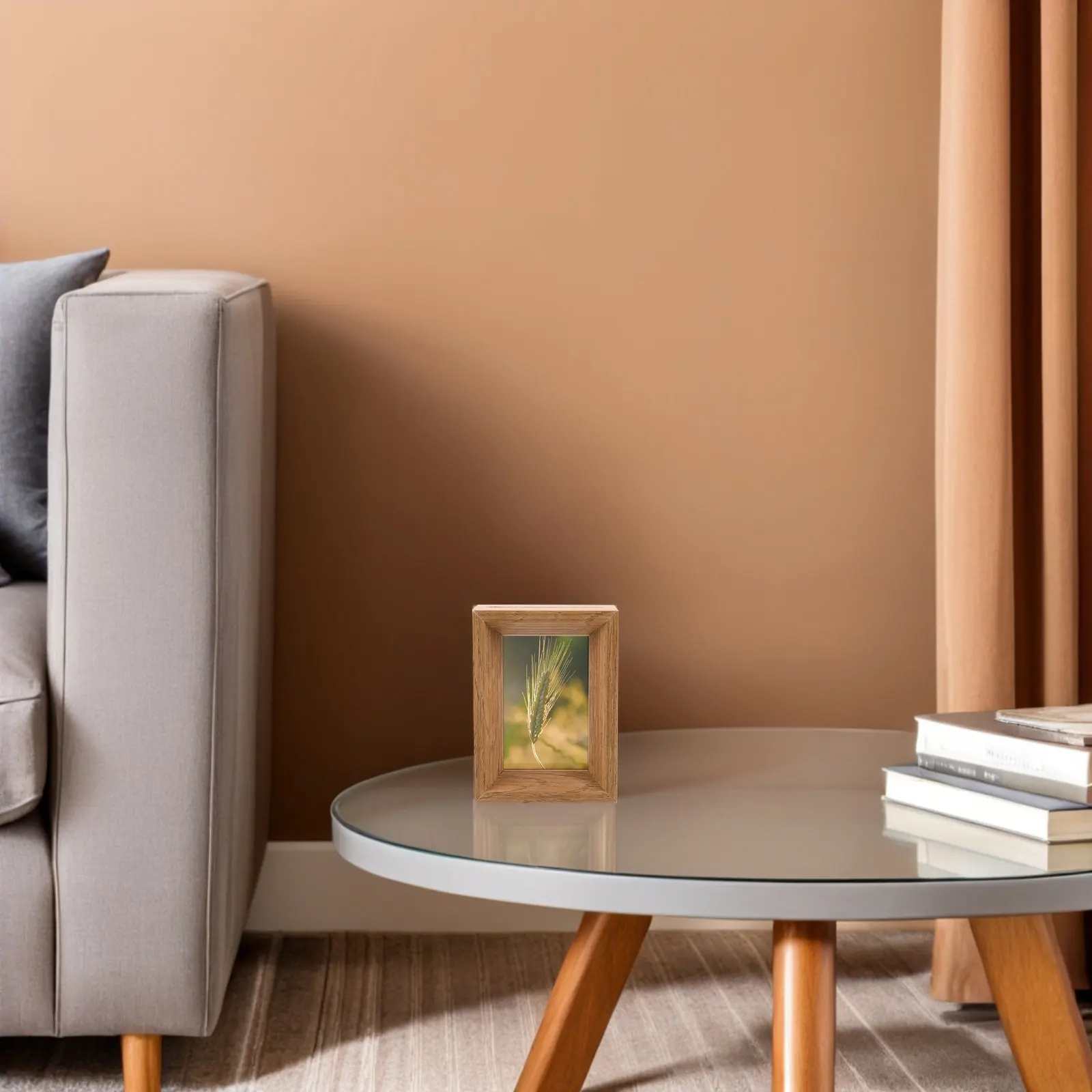 Small Bedside Wooden Photo Frame Miniature Double Sided Transparent Square Table Standing Unfinished Natural Wood Craft Picture