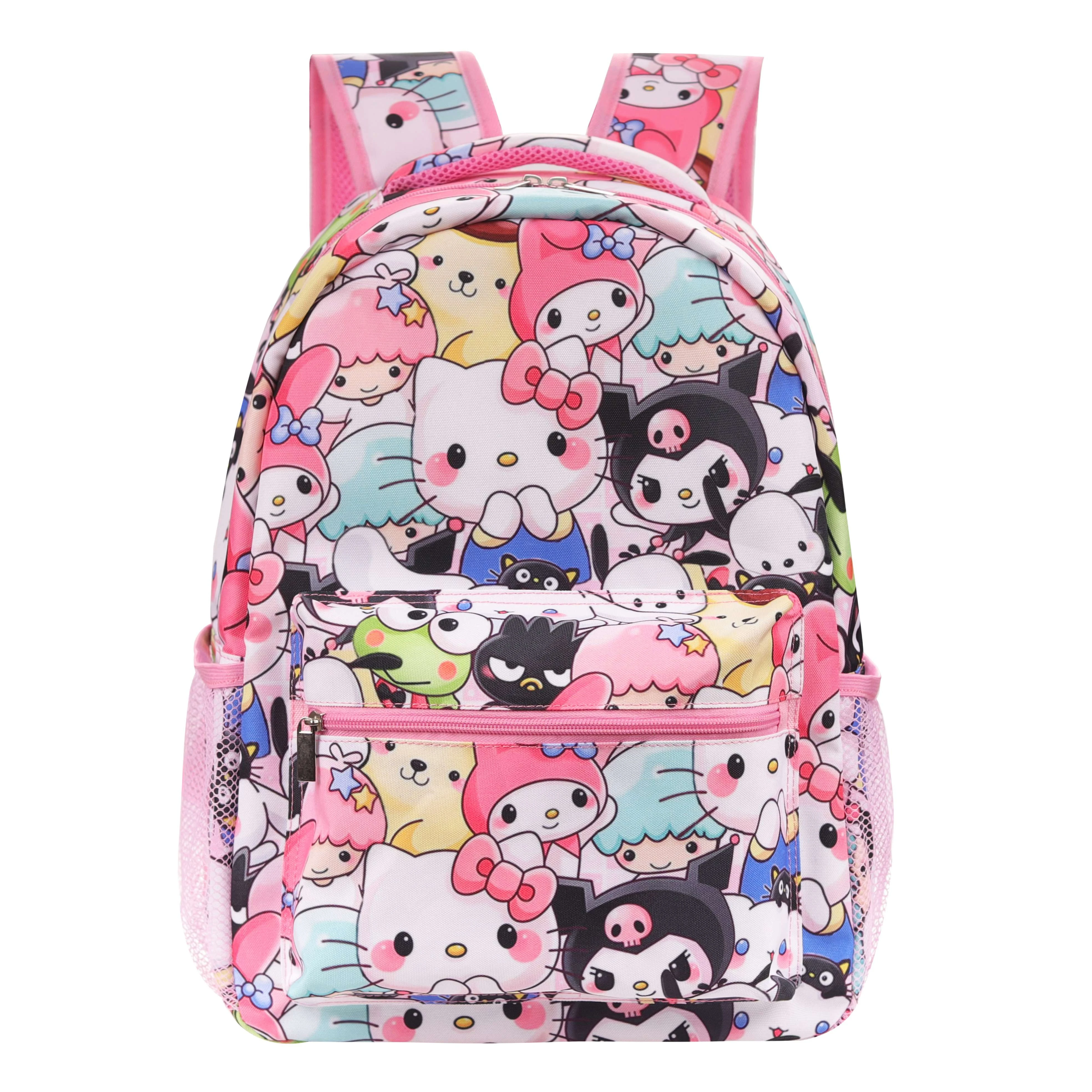 Plecak Sanrio Hello Kitty Kuromi Cinnamoroll, tornister z kreskówki Anime o dużej pojemności, uroczy plecak Kawaii