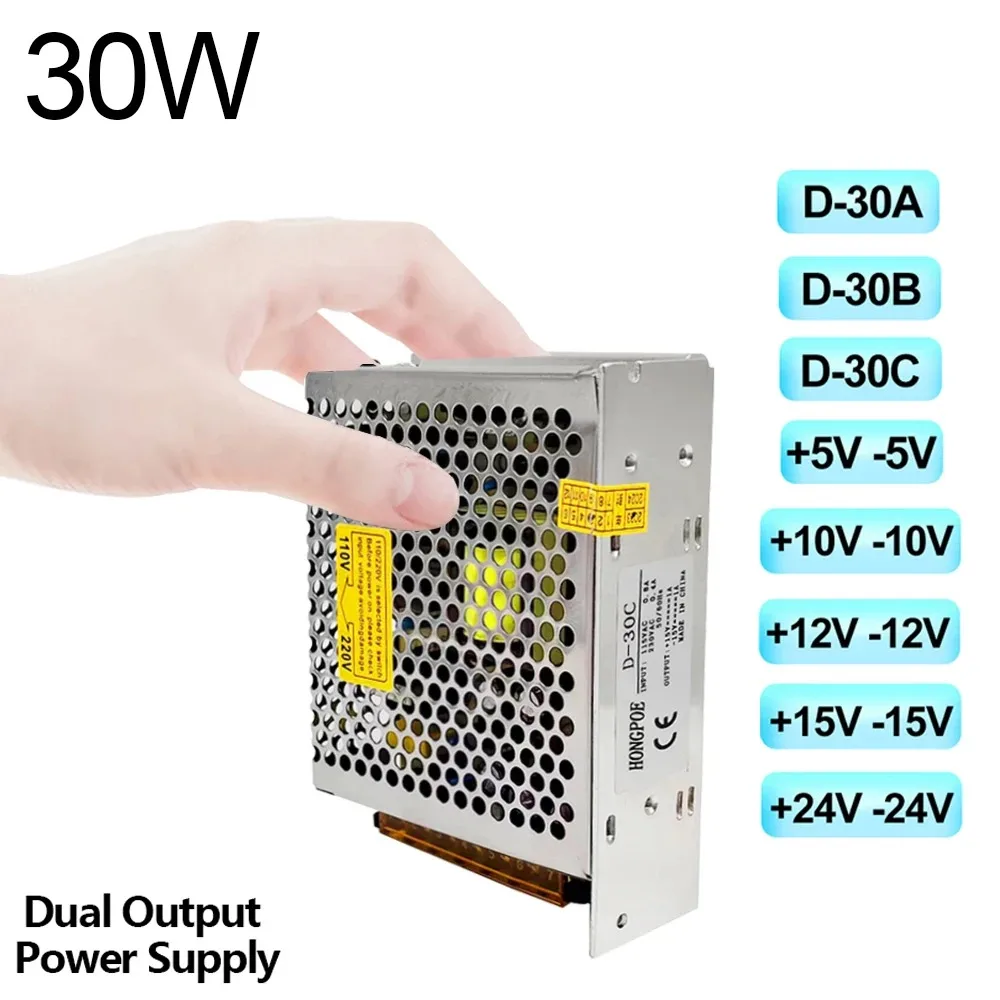 

Dual Output Switching Power Supply 30W D-30A 5V 12V D-30B 5V 24V D-30C 12V 24V Input 100-240V LED Power SMPS for Electronics