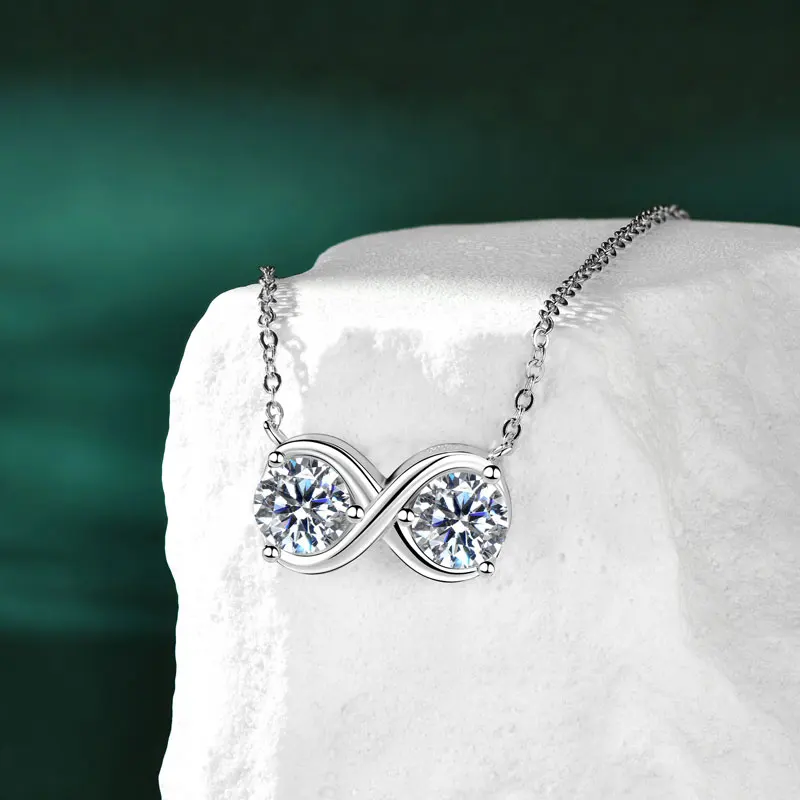 

Lnkry Exquisite Collar Plata 925 Sterling Silver 6.5MM Two Stone Moissanite Pendant Necklace For Women 2025 Trend Jewelry Gift