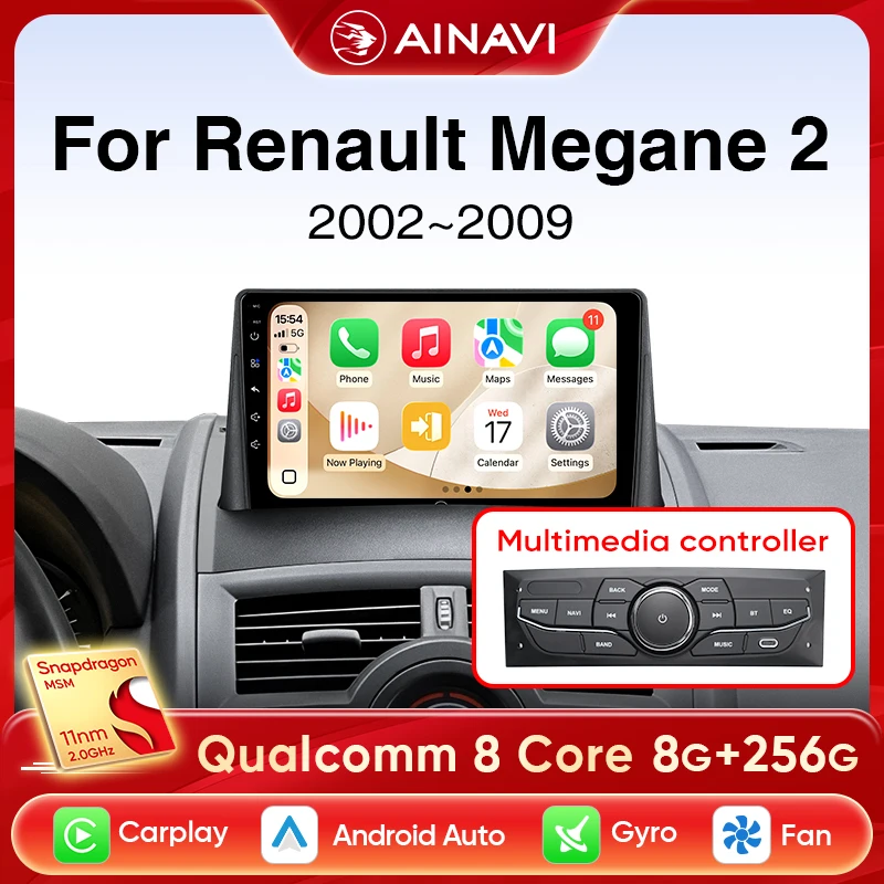 Ainavi Car Radio For Renault Megane 2 2002 2003 2005 2006 2007 2008 2009 Wireless Carplay Android Auto Multimedia Player 2 Din