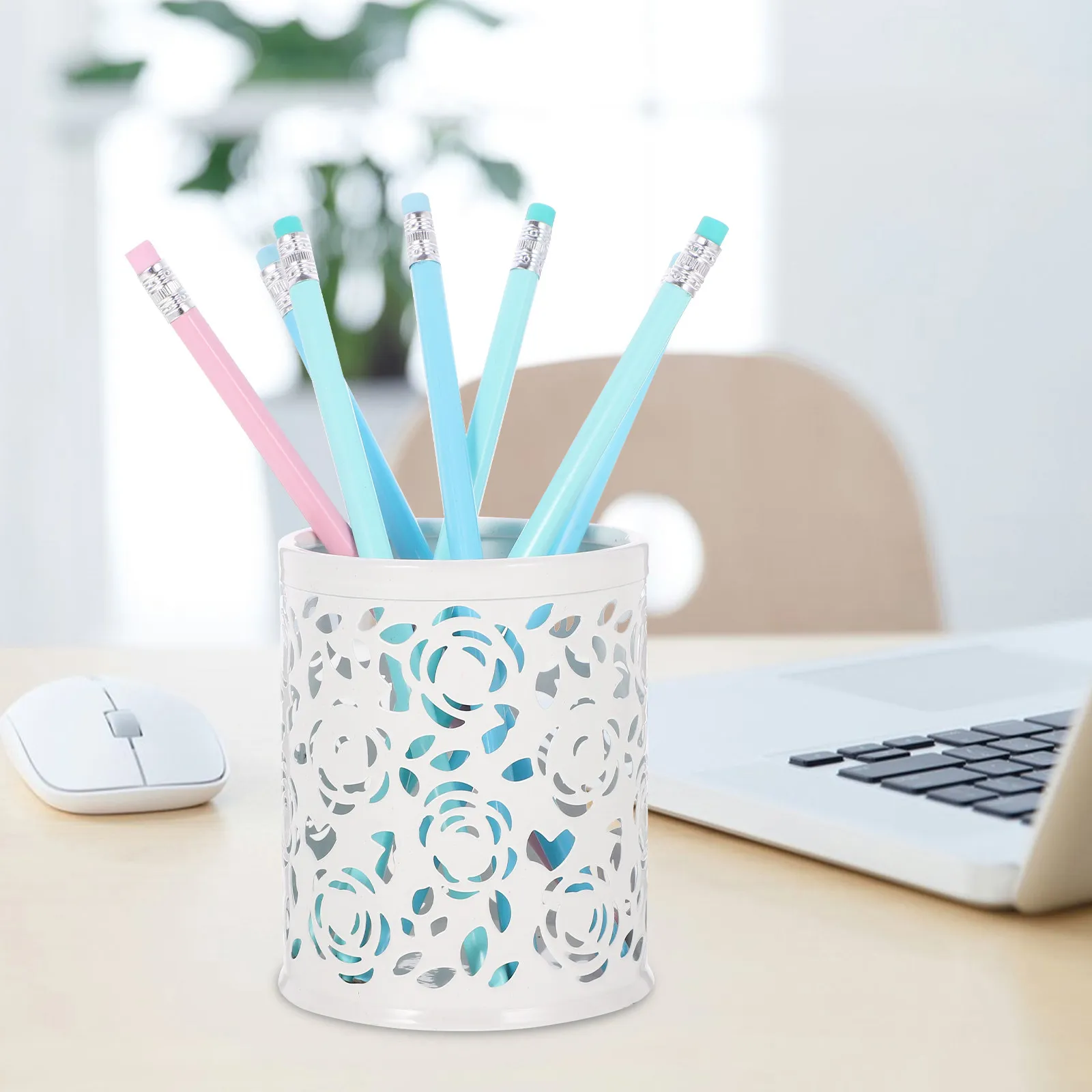Metal Pen Holder Round Stable Base Desktop Pencil Organizer Storage Cup for Office Classroom Home
