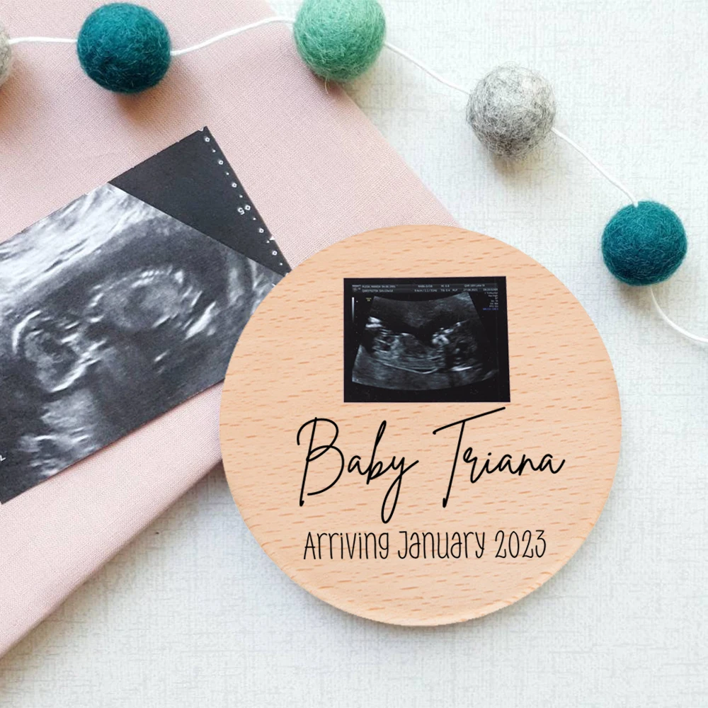 Personalised Baby Announcement Arriving Soon Sign Plaque Baby Scan Photo Prop Plaque Wooden Baby Announcement Sign