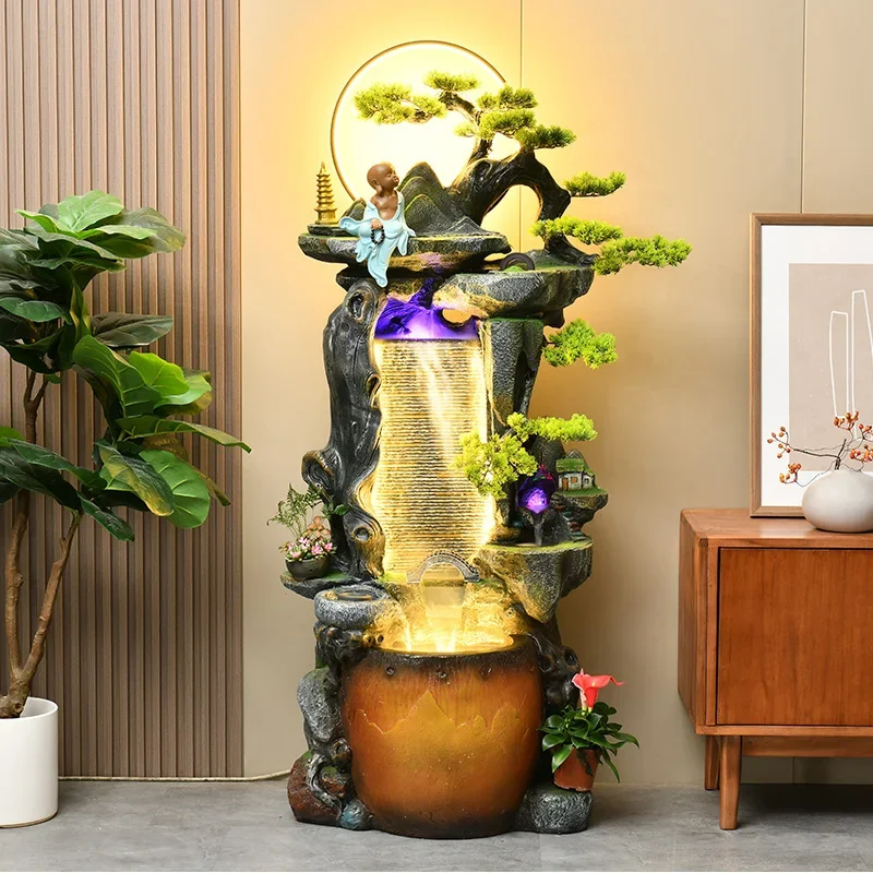 

Chinese rockery pastoral flowing water fountain landscape lucky ornament root carving feng shui ball living room