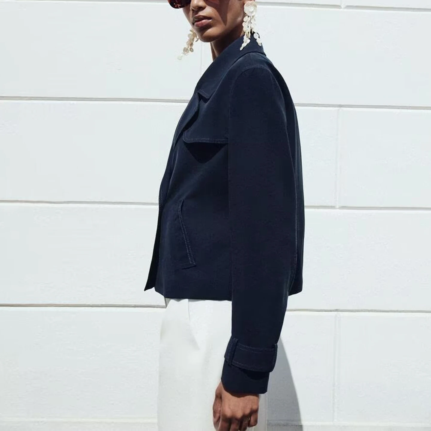 Z 여성 패션 자켓 2025 가을 출퇴근용 더블 브레스티드 스탠드 핏 캐주얼 슬레 엘레 퀄리 아우터웨어