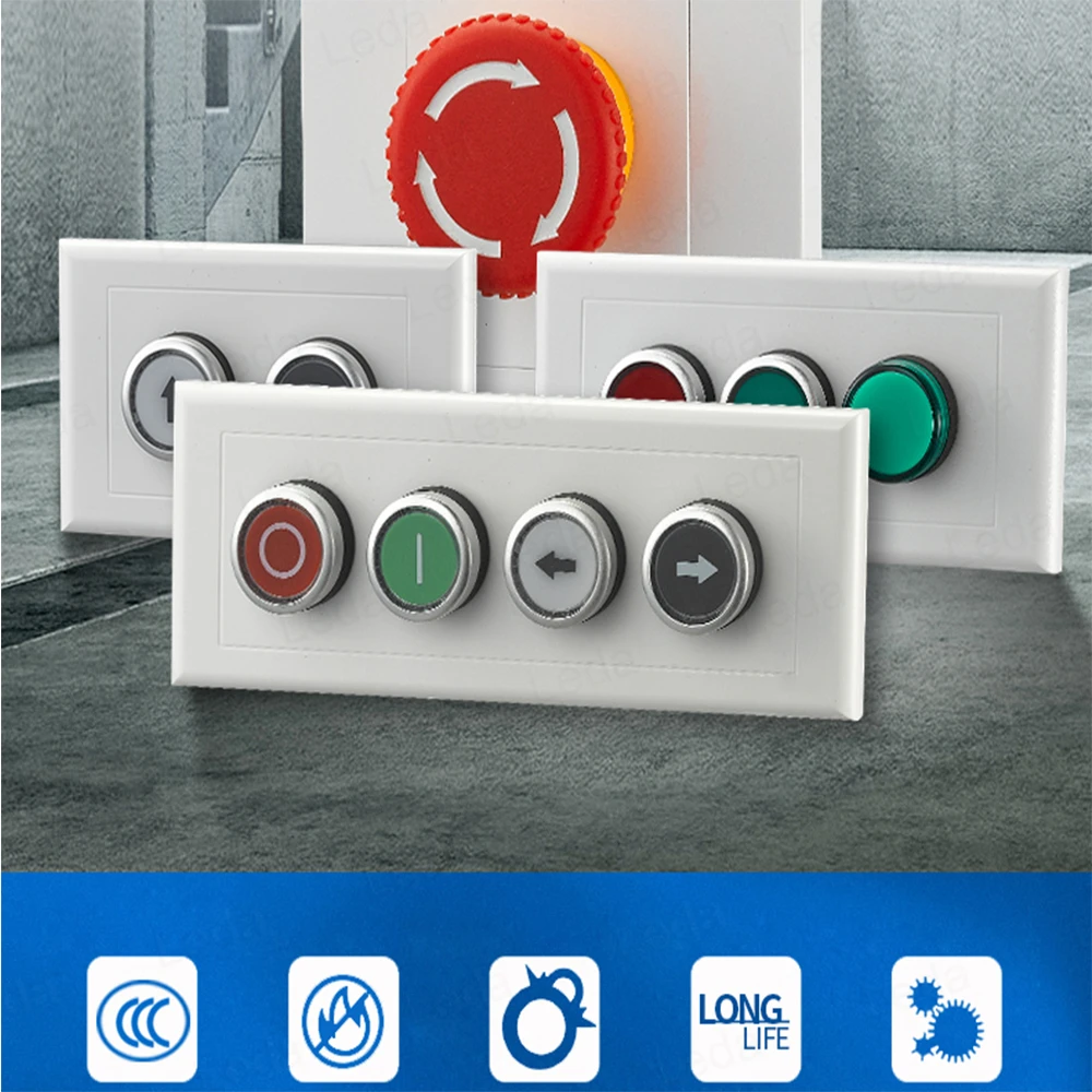 Button Switch Control Concealed Industrial Switch Button With Emergency Stop Indicator Light Start Stop Two Position Switch Box