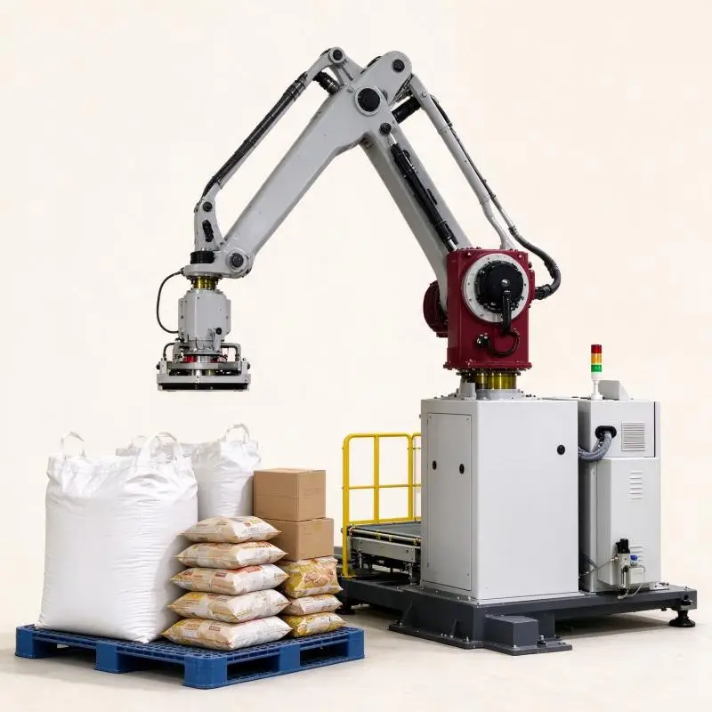 Column Palletizer Compact Column Pallet Stacker Stable Running For Food Factory Carton End Of Line Pallet Handling