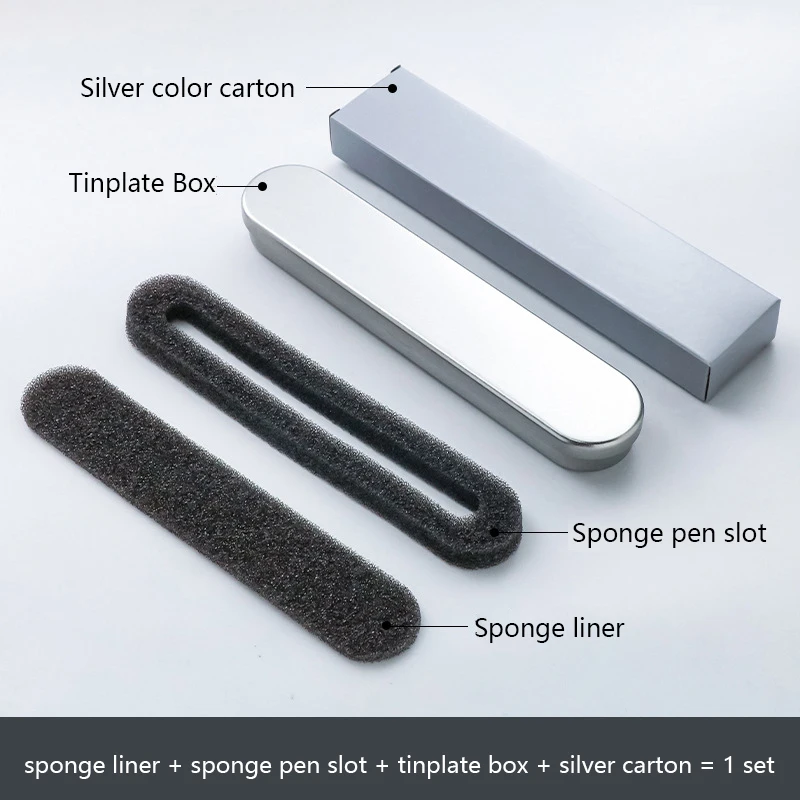 1Pcs Silver Metal Pen Box High Quality Protection Box For Fountain Pen Pencils Stationery Gift Box Office School Supplies