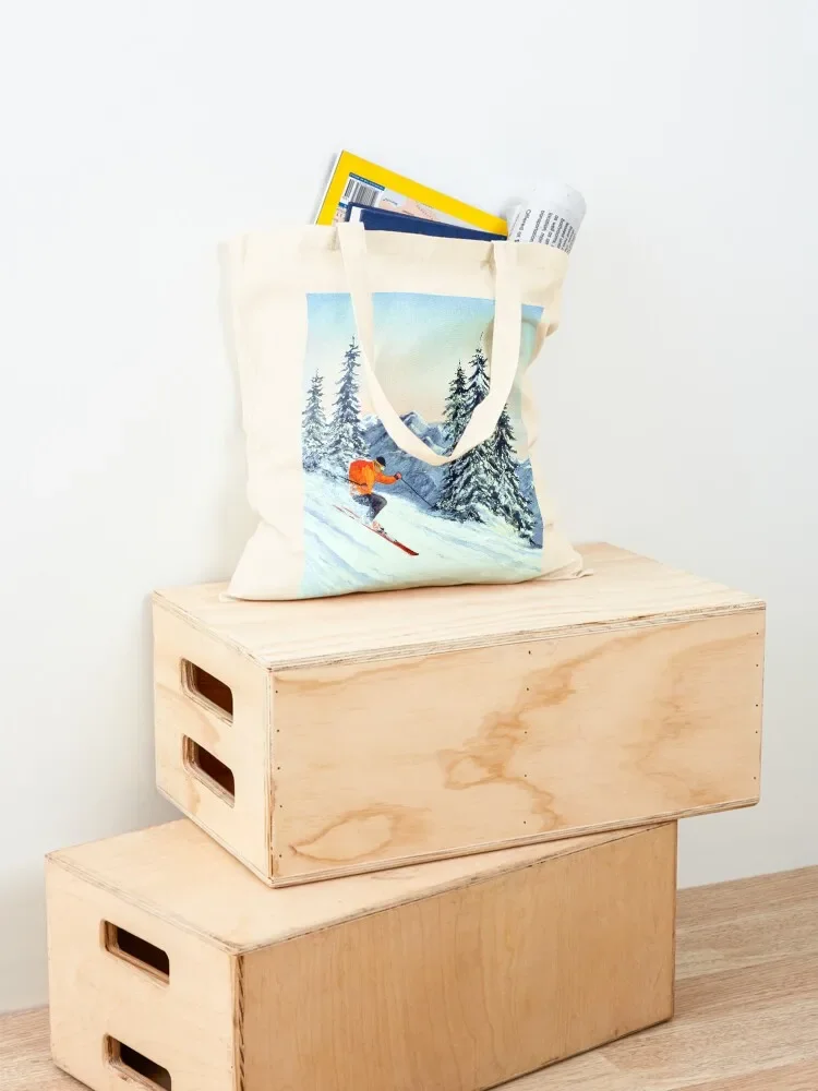 Skiing - The Clear Leader Tote Bag Fabric bag tote bag screen Handbags women canvas tote