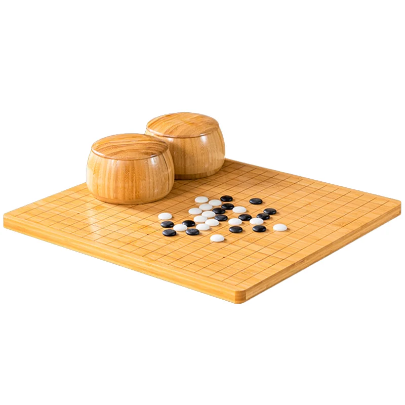 Go Game Set High-quality indoor children's Go board gift box with melamine stones and bowls, foldable wooden and bamboo board