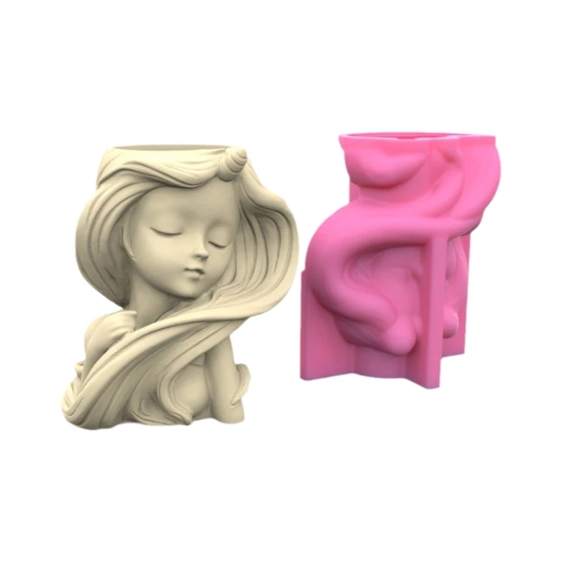 

Long-haired Girl Gypsum Silicone Molds for Making Succulent Plant Flower Pot