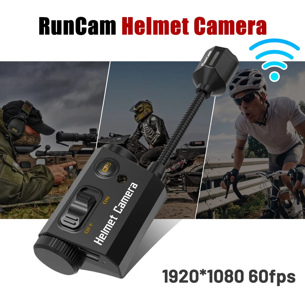 

RunCam Helmet Camera Recorder Long Battery Life / rotate the handle 90 degrees / Built-in wifi